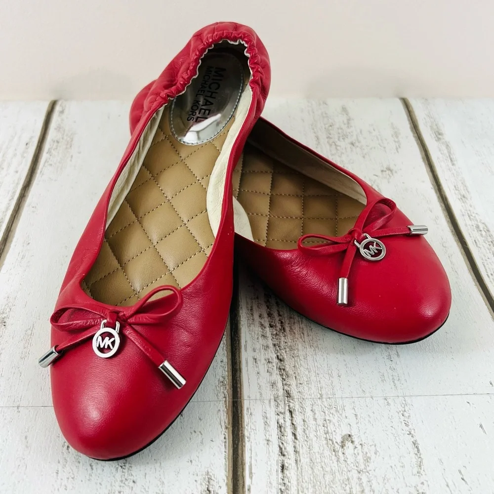 Michael Kors Red Ballet Flats Sz.8 - Picture 2 of 9